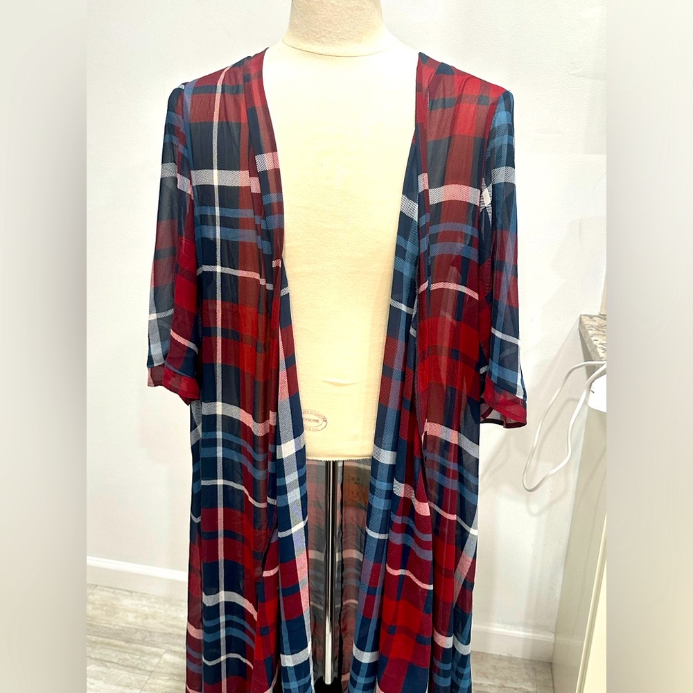 Red/white/blue kimono style cardigan